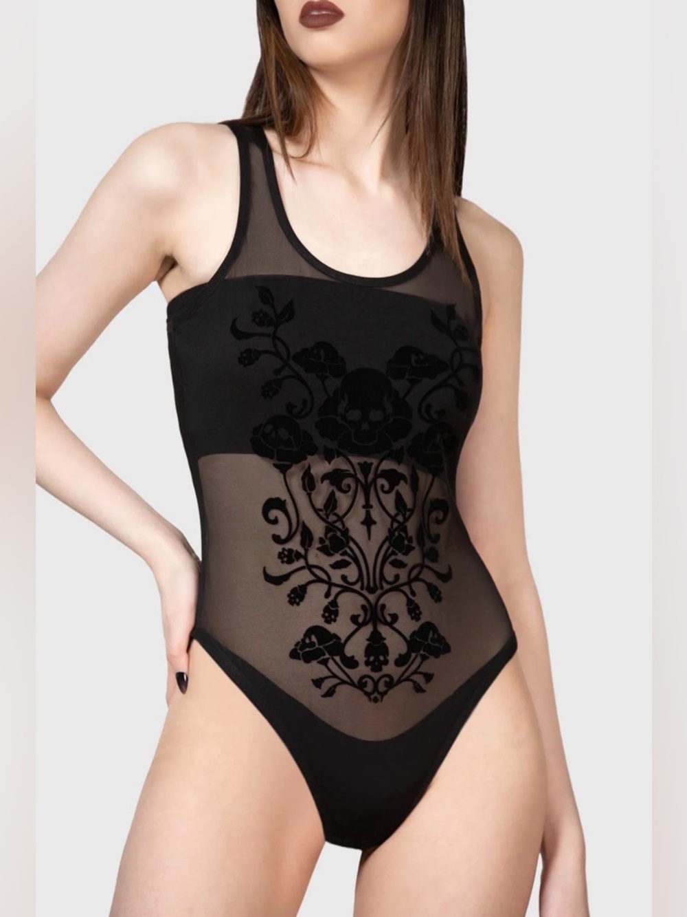 Killstar Elvenia - Romantic Gothic black mesh sleeveless bodysuit NWT